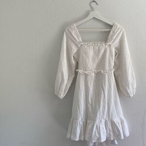 Veronica Beard Eyelit white long sleeve dress